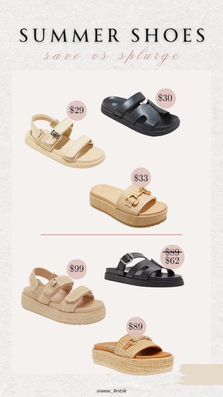 Save vs splurge, summer shoes, summer sandals, raffia platform sandals, 

#LTKshoecrush #LTKfindsunder50 #LTKfindsunder100