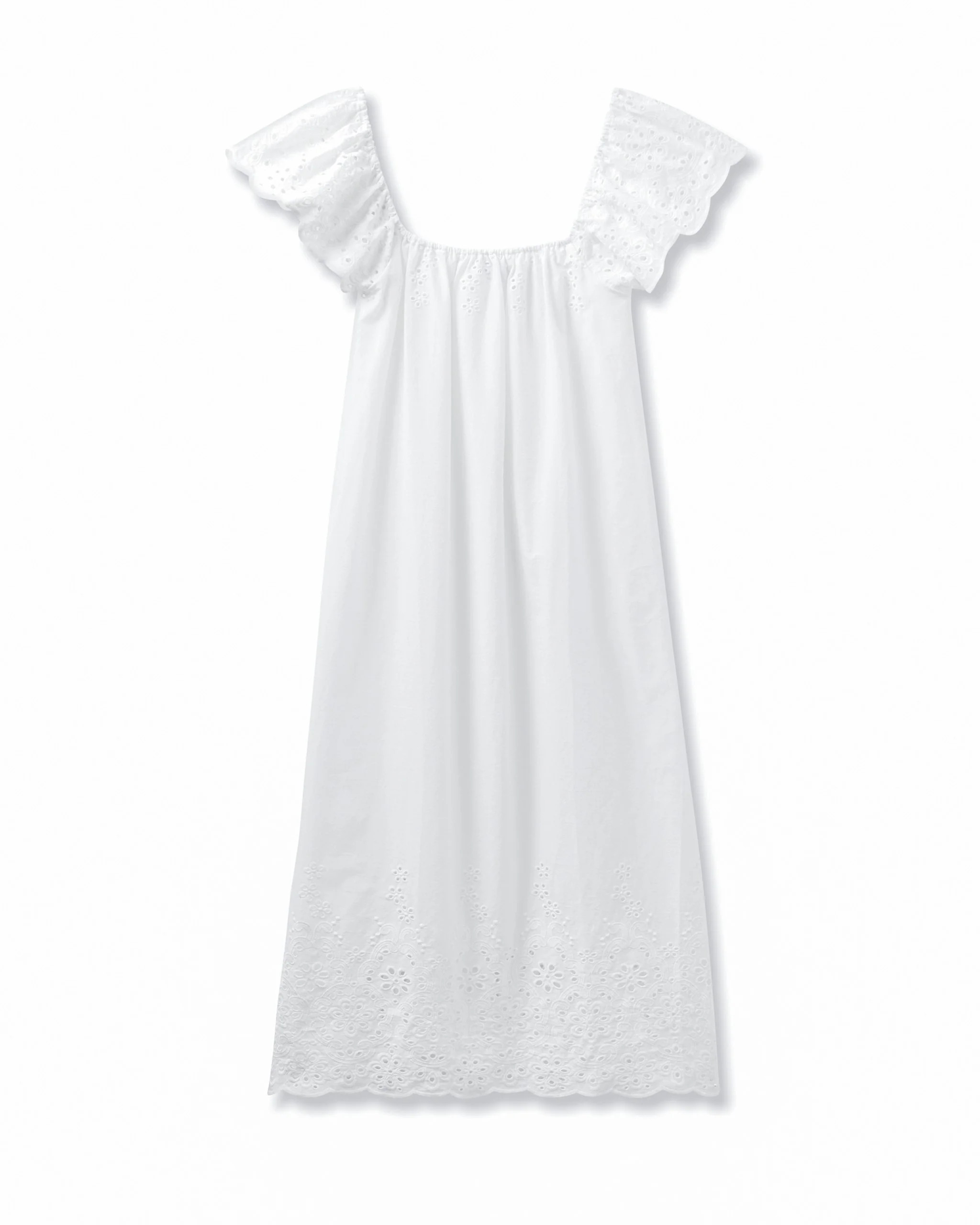 Women's Twill Ava Nightgown in White | Petite Plume