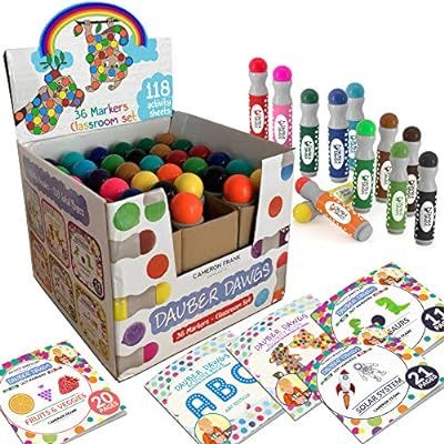 Washable Dot Markers 36 Pack With 121 Activity Sheets For Kids, Gift Set With Toddler Art Activit... | Amazon (US)