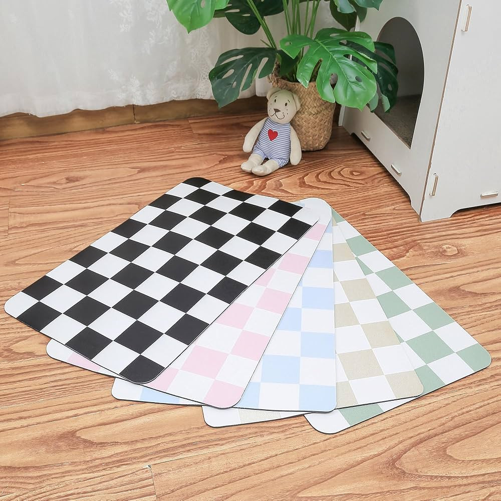 Ralxion Checkered Dog Feeding Mat, Absorbent Mats for Dog Food and Water Bowl, Dispenser, Modern ... | Amazon (US)