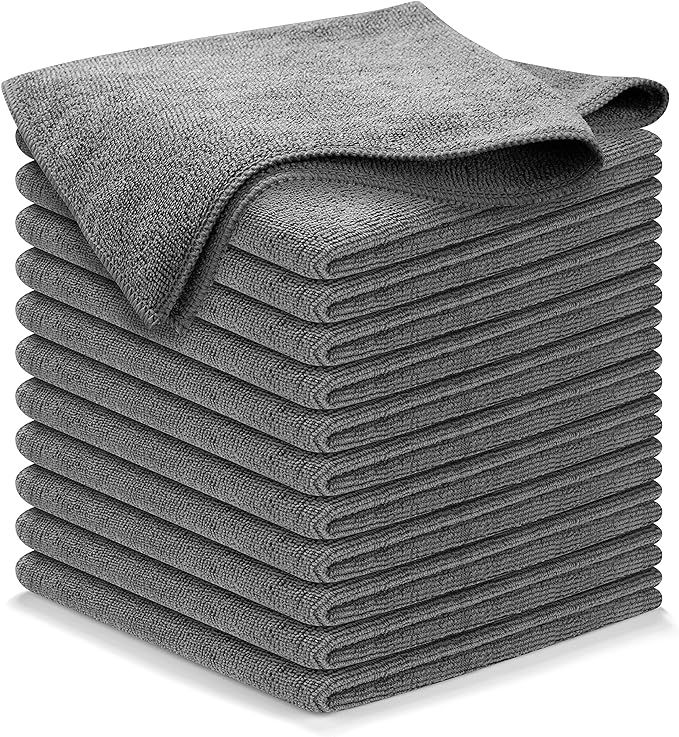 USANOOKS Microfiber Cleaning Cloth Grey - 12 Packs 12.5"x12.5" - High Performance - 1200 Washes, ... | Amazon (US)