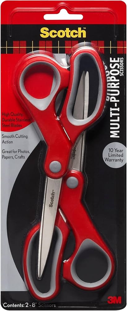 Scotch Multi-Purpose Stainless Steel All-Purpose 2 Pairs of Scissors, 8" | Amazon (US)
