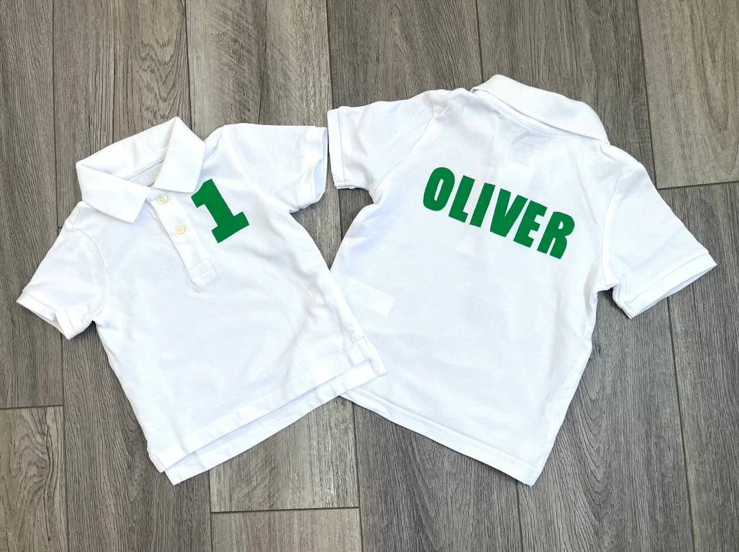Front and Back -boy, Girl, Toddler White Polo Golf SHIRT With Birthday Number, Personalized on Ba... | Etsy (US)