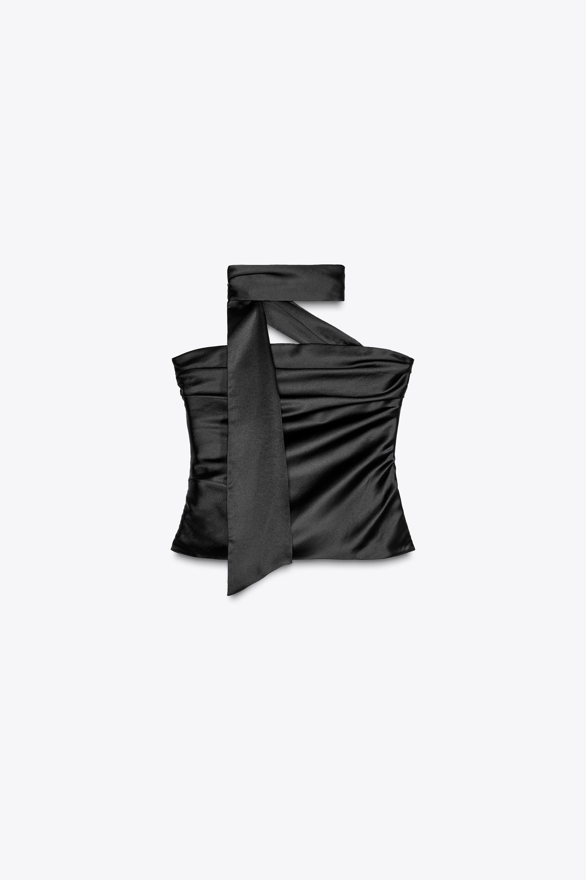 DRAPED SATIN SCARF TOP | Zara US