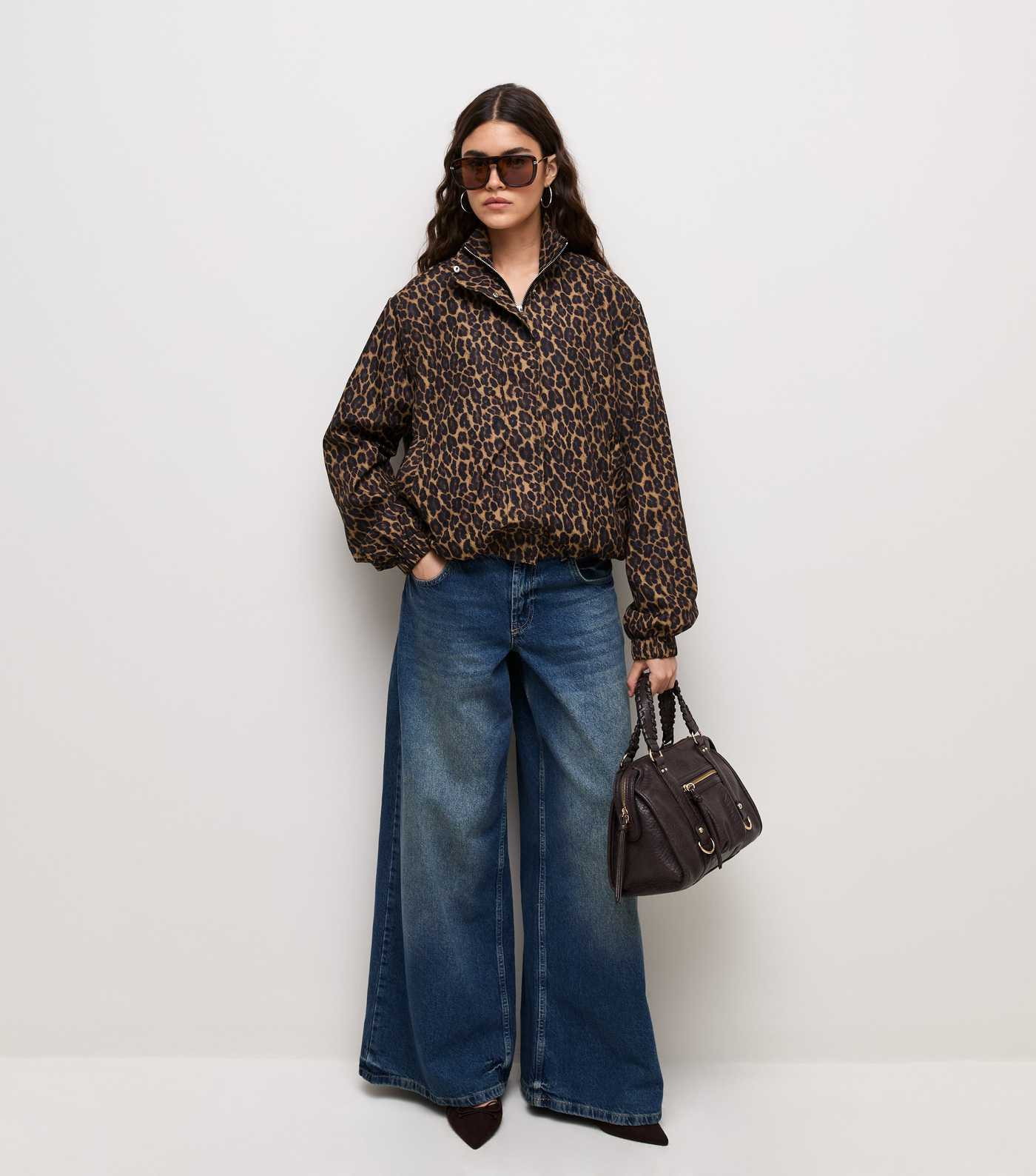 Brown Animal Print Zip Through Windbreaker Jacket | New Look | New Look (UK)