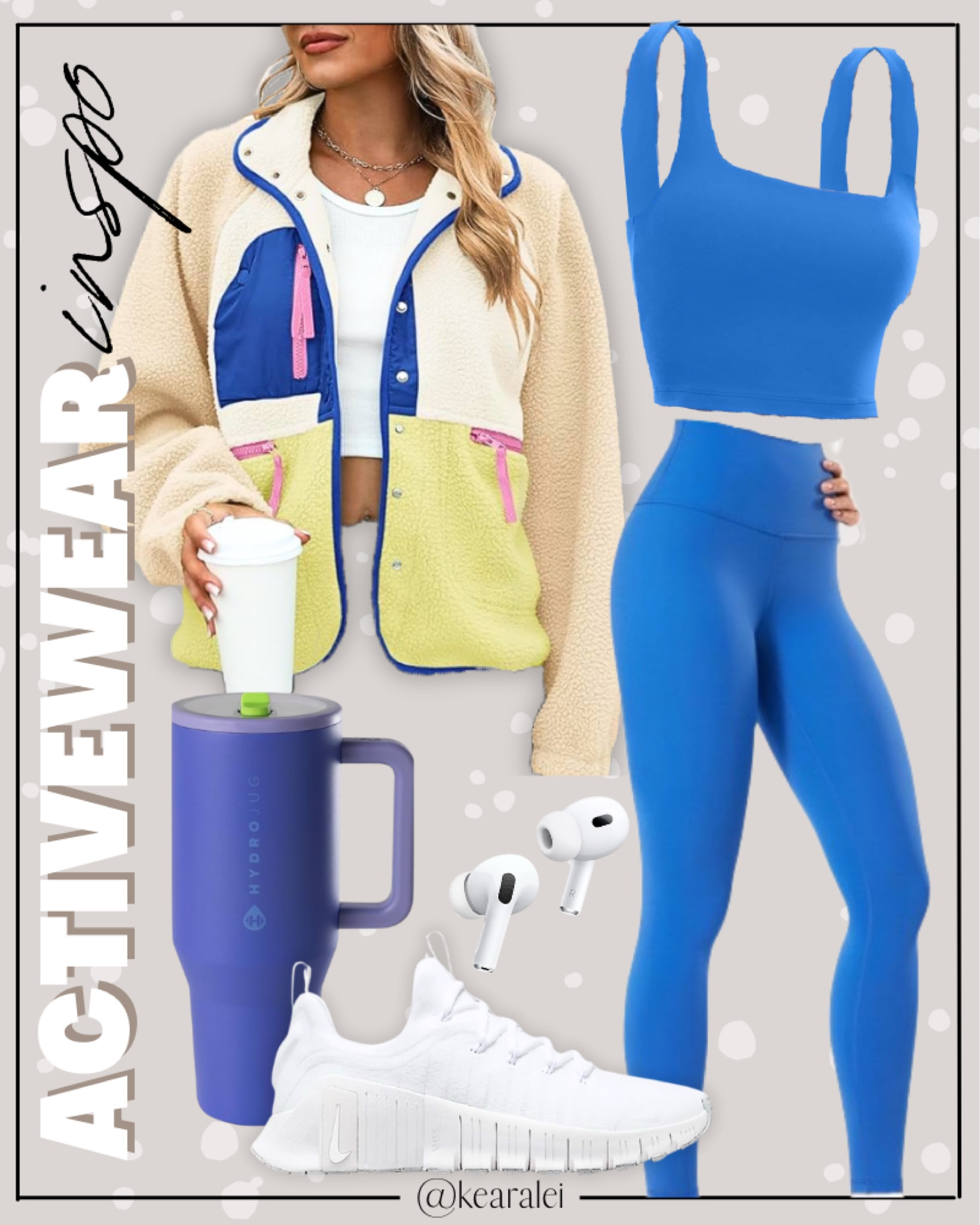 Activewear outfit Amazon active wear workout set exercise leggings shorts sports bra tank top neon yellow green bright blue pink Lululemon fitness look alike CRZ YOGA Gym Workout leggings fleece color block pullover sweatshirt zip up jacket free people hit the slopes fleece jacket inspired white Nike metcon 6 sneakers tennis shoes hydrojug traveler tumbler water bottle AirPod exercise essentials for women strength training New Year’s resolutions
.
.
.
Fitness Wear, Activewear, exercise outfit, workout leggings, sports bra, Lulu lemon, free people motion active athleisure
.

Amazon fashion, teacher outfits, business casual, casual outfits, neutrals, street style, Midi skirt, Maxi Dress, Swimsuit, Bikini, Travel, skinny Jeans, Puffer Jackets, Concert Outfits, Cocktail Dresses, Sweater dress, Sweaters, cardigans Fleece Pullovers, hoodies, button-downs, Oversized Sweatshirts, Jeans, High Waisted Leggings, dresses, joggers, fall Fashion, winter fashion, leather jacket, Sherpa jackets, Deals, shacket, Plaid Shirt Jackets, apple watch bands, lounge set, Date Night Outfits, Vacation outfits, Mom jeans, shorts, sunglasses, Disney outfits, Romper, jumpsuit, Airport outfits, biker shorts, Weekender bag, plus size fashion, Stanley cup tumbler
.
Target, Abercrombie and fitch, Amazon, Shein, Nordstrom, H&M, forever 21, forever21, Walmart, asos, Nordstrom rack, Nike, adidas, Vans, Quay, Tarte, Sephora, lululemon, free people, j crew jcrew factory, old navy


#LTKFitness #LTKStyleTip #LTKSeasonal