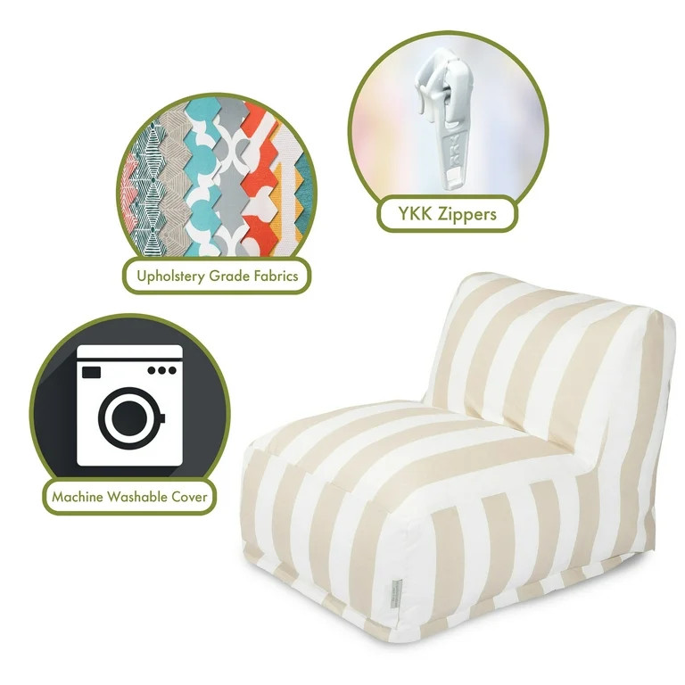 Majestic Home Goods Indoor Outdoor Sand Vertical Stripe Chair Lounger Bean Bag 36 in L x 27 in W ... | Walmart (US)