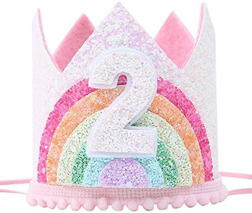 Birthday Rainbow Girl Crown, Birthday Hat for Event Party Supplies, Photo Props | Amazon (US)