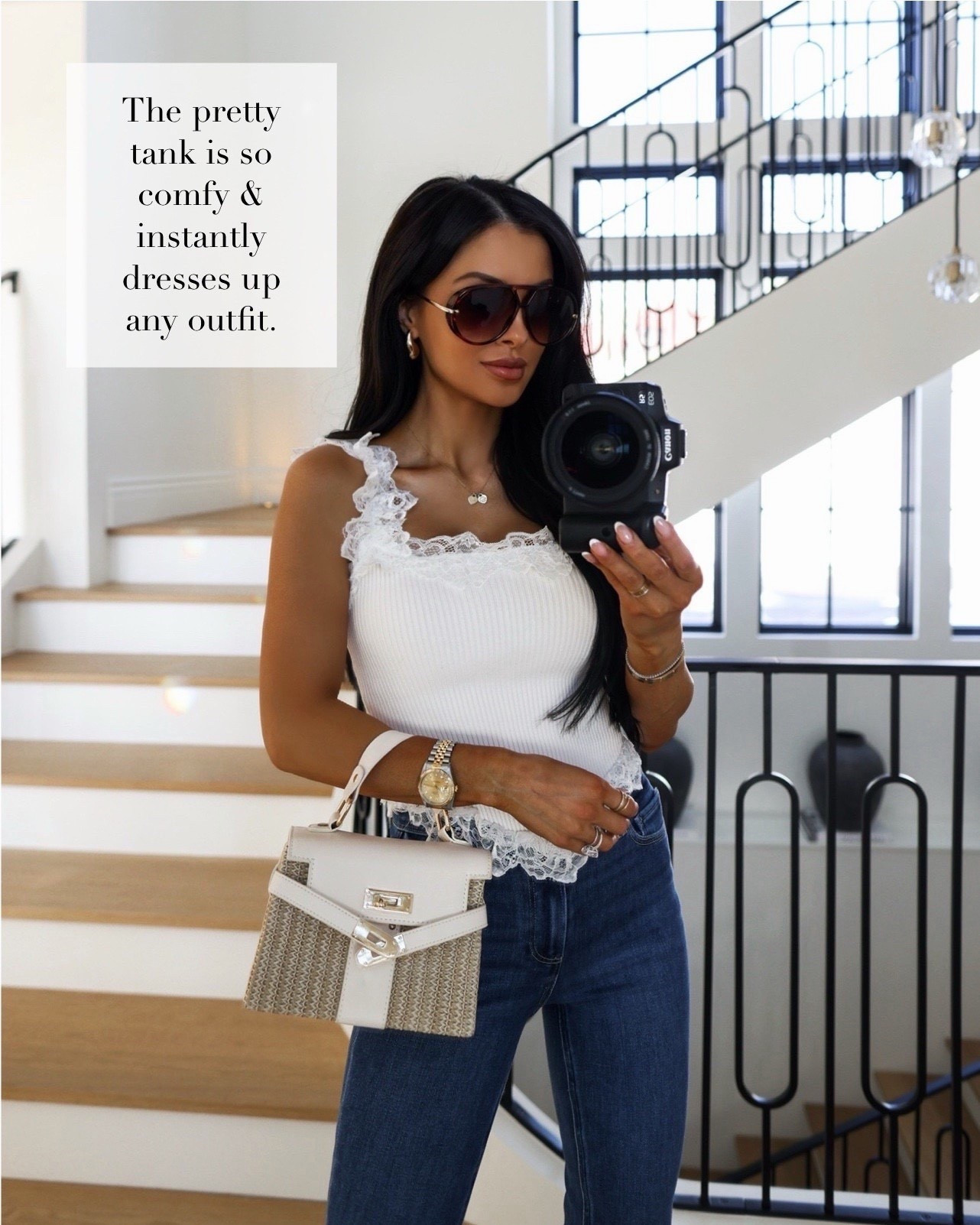 Almost 40 - here’s what I’m telling my friends to buy this week!
Astr the label lace trim tank via Nordstrom
Paige cigarette jeans wearing a 24
Hermes inspired bag via Amazon



#LTKootd #LTKPetite #LTKOver40