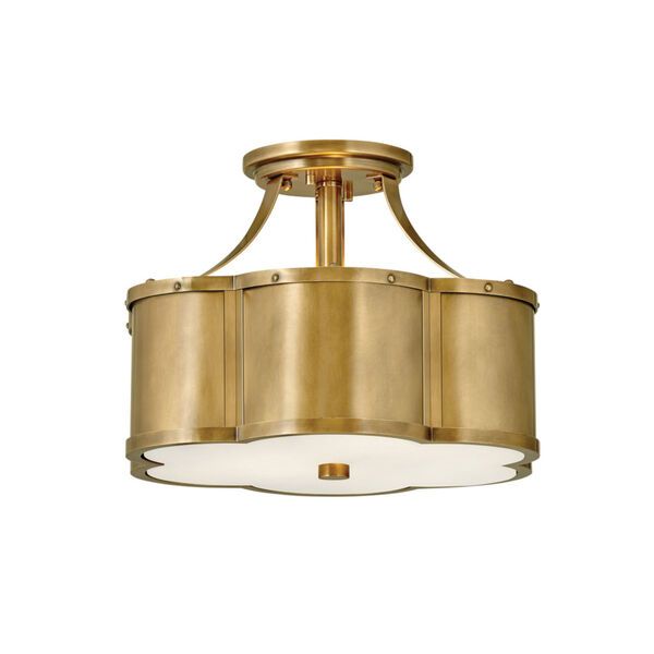 Chance Heritage Brass Two-Light Semi-Flush Mount | Bellacor