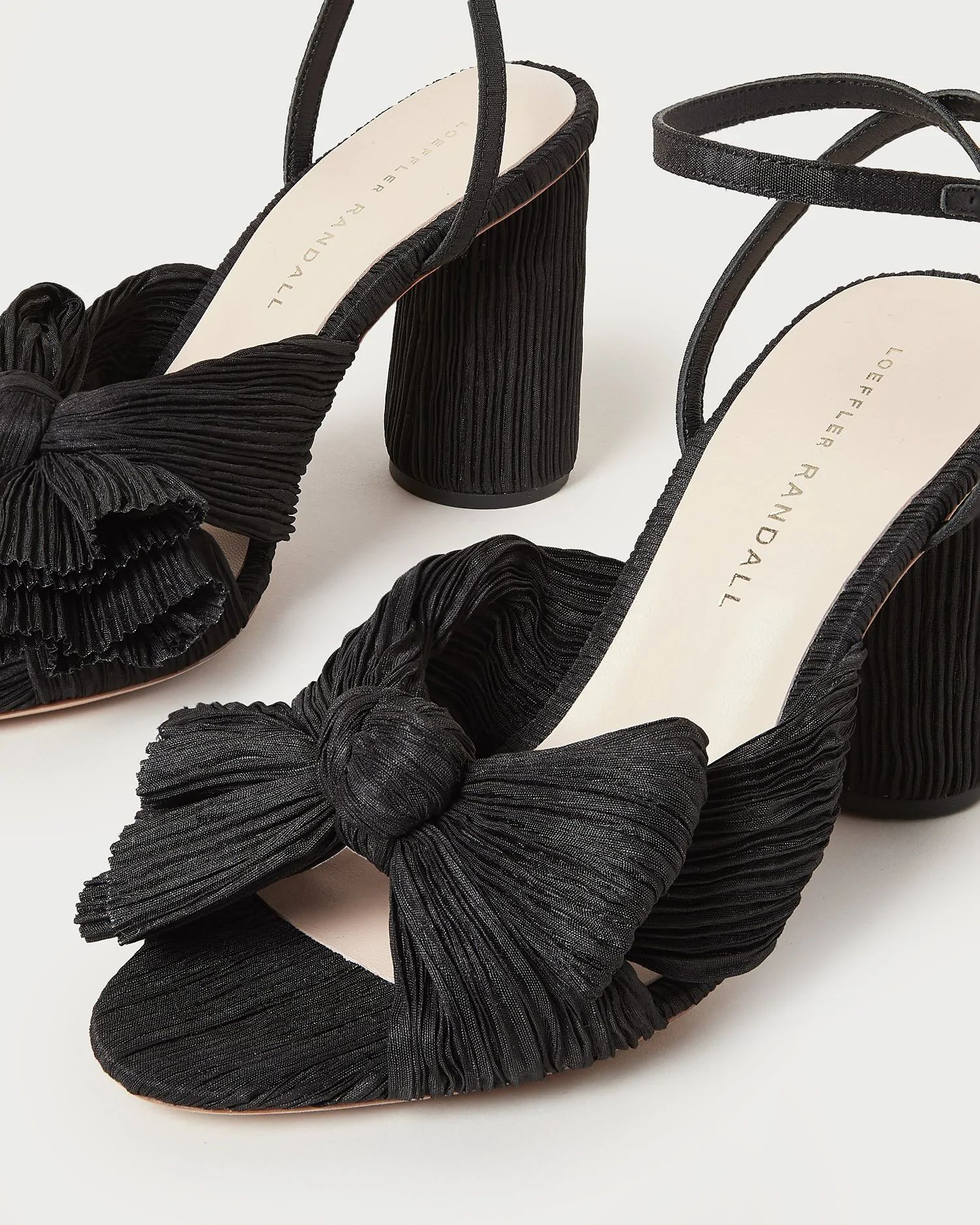 Camellia Black Pleated Bow Heel | Loeffler Randall