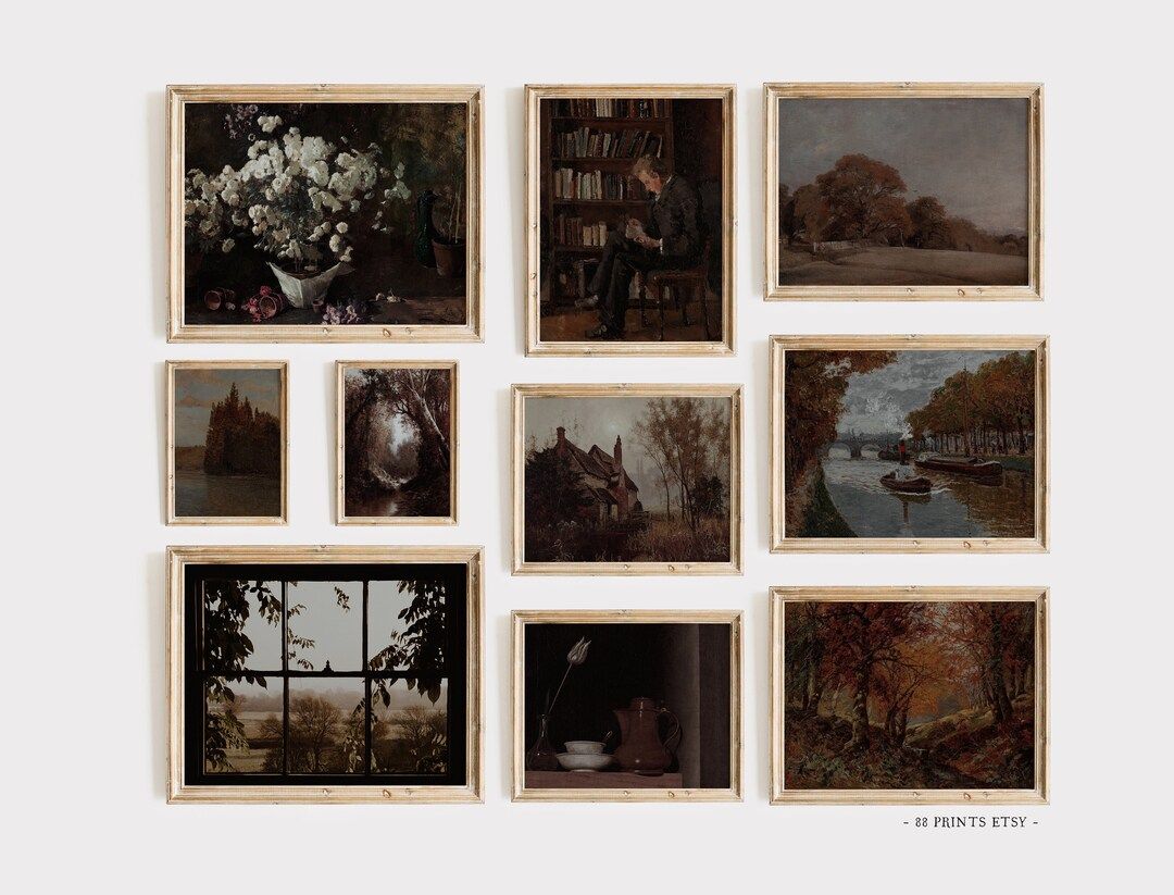 Moody Vintage Brown Gallery Wall Set of 10 Prints | Autumnal Art | Dark Academia Decor | Moody Pa... | Etsy (CAD)