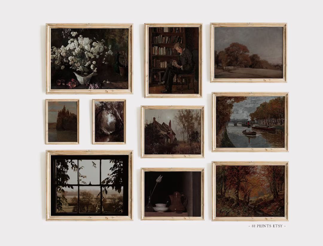 Moody Vintage Brown Gallery Wall Set of 10 Prints | Autumnal Art | Dark Academia Decor | Moody Pa... | Etsy (CAD)