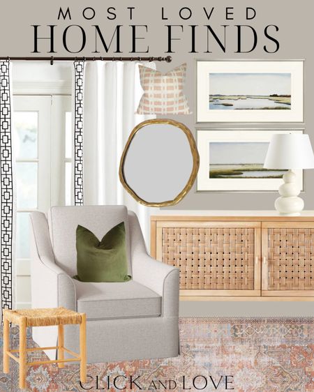 Most loved home finds! Love the subtle blues and greens in this mix. 

Wayfair, Ballard, Anthropologie, Etsy, Target, home decor, neutral home decor, bedroom, living room, entryway, dining room, table lamp, sideboard , framed art, abstract mirror, throw pillow, upholstered chair, accent pillow, ottoman, area rug, embroidered curtains

#LTKunder100 #LTKhome #LTKstyletip