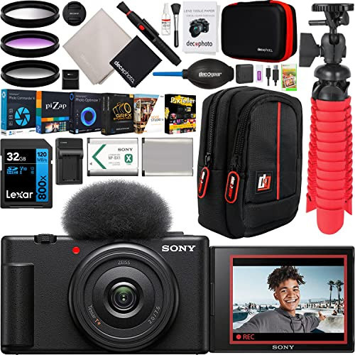 Sony ZV-1F Vlog Camera with 4K Video & 20.1MP for Content Creators and Vloggers Black ZV-1F/B | Official Sony USA Partner Model | Bundle with Deco Gear Case + Extra Battery + Filters + Photo Software | Amazon (US)
