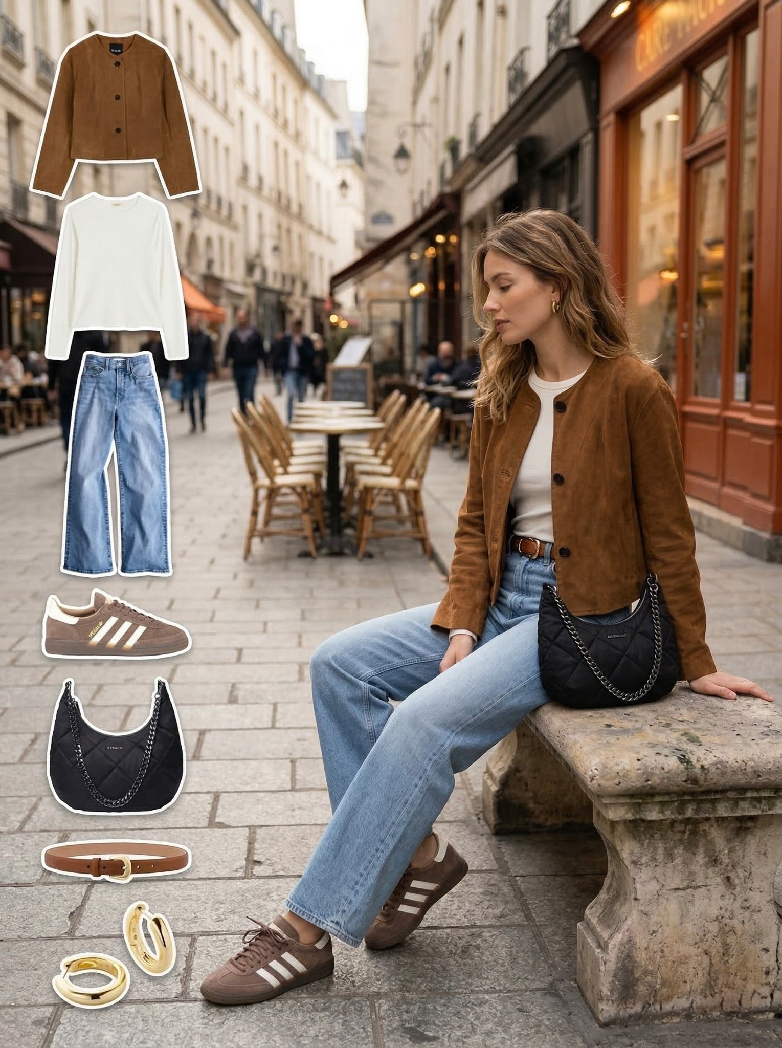 ✨ Casual Parisian Layers with Warm Suede ✨

A relaxed city look built around warm suede tones and effortless denim. The cropped suede jacket adds rich texture and structure, creating a timeless outer layer that instantly elevates a simple outfit.

A soft white knit keeps the look clean and balanced while light wash straight leg jeans bring a casual, modern silhouette that feels comfortable yet polished. Neutral sneakers add an easy everyday touch, perfect for long walks through the city.

The black quilted shoulder bag introduces contrast and a modern edge, while the slim tan belt and gold jewelry tie the palette together with subtle warmth.

🤍 Style Notes:
• Cropped suede jacket for a rich textured statement layer  
• Soft white knit for a clean, balanced base  
• Light wash straight leg jeans for relaxed structure  
• Neutral sneakers for comfortable everyday style  
• Black quilted shoulder bag for modern contrast  
• Tan belt and gold jewelry for warm finishing details  

Everything linked and ready to shop ✨

#LTKootd #LTKSeasonal #LTKChic

#LTKgrwm #LTKootd #LTKCasualStyle

#LTKdayinmylife #LTKootd #LTKgrwm