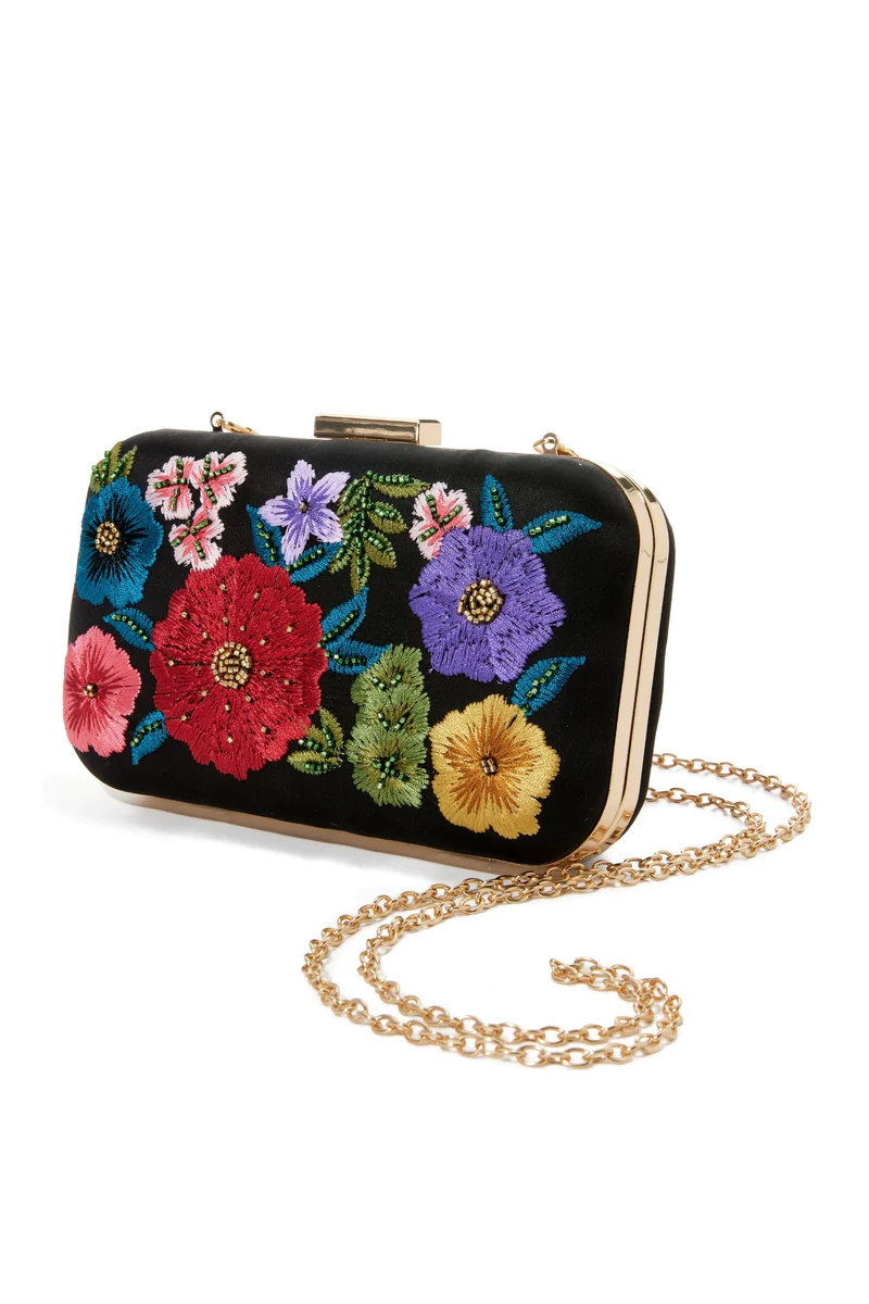 Embroidered Beaded Clutch Black Multi | Boston Proper