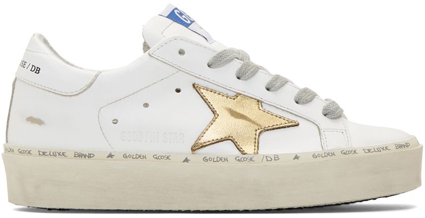 White & Gold Hi Star Sneakers | SSENSE