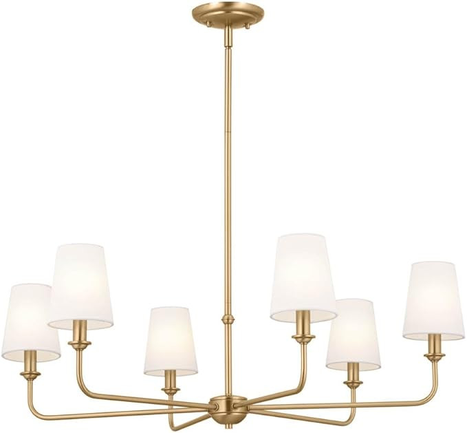 Kichler Pallas 6-Light Chandelier in Brushed Natural Brass, Classic Ceiling Light Fixture with Op... | Amazon (US)