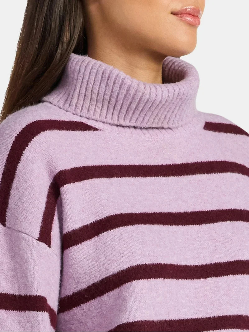 Time and Tru Women's Chunky Turtleneck Pullover Sweater with Long Sleeves, Mid-weight, Sizes XS-X... | Walmart (US)