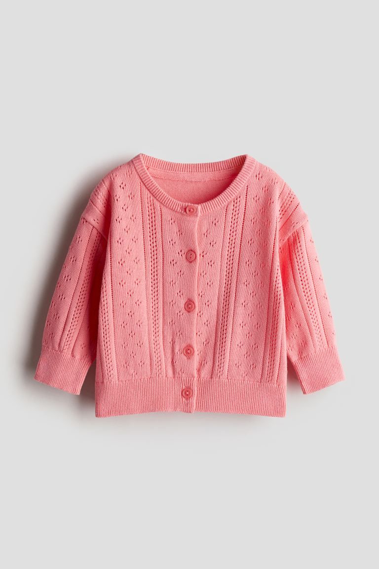 Pointelle-knit Cardigan - Pink - Kids | H&M US | H&M (US + CA)