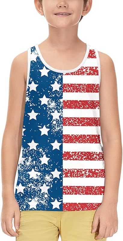 BesserBay Unisex Kid's 4th of July Tank Top American Flag Patriotic Cotton Sleeveless Shirt 1-14 ... | Amazon (US)