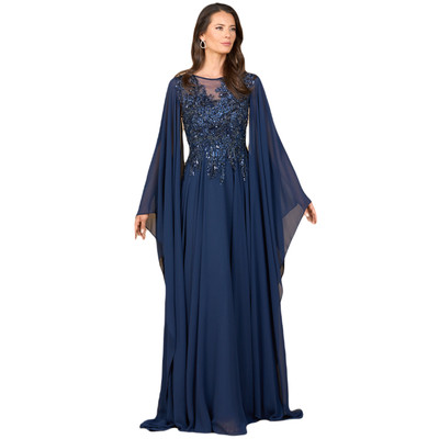 LARA New York Chiffon A - line Long Gown with Cape Sleeves in Dusty Rose at Nordstrom, Size 12 | Nordstrom