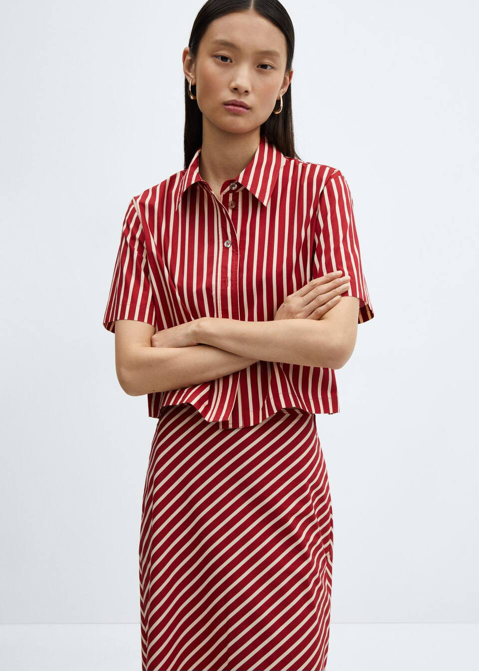 Slit striped skirt -  Women | Mango USA | MANGO (US)