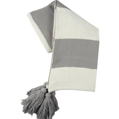 Stripe Club Cotton Throw Color: Gray/Ivory | Wayfair North America