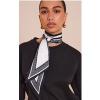 White Border Satin Neck Scarf, White | PrettyLittleThing UK