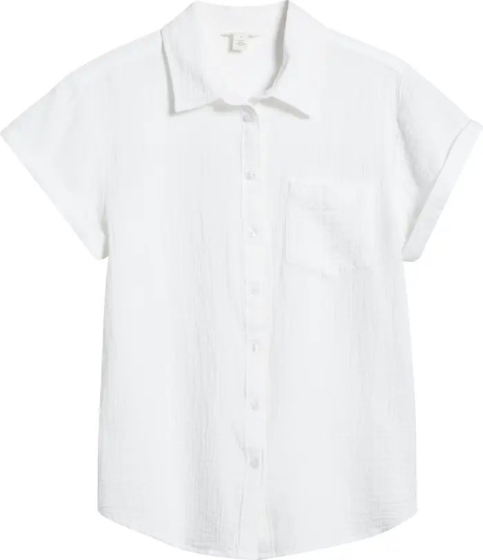 Caslon® Cotton Gauze Camp Shirt | Nordstrom | Nordstrom