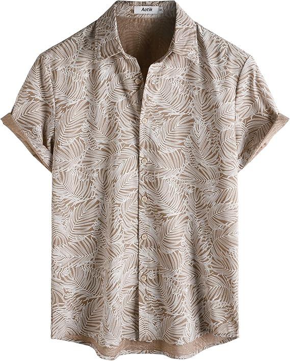 Mens Hawaiian Shirt Short Sleeve Button Down Cotton Floral Shirts Casual Tropical Beach Summer Sh... | Amazon (US)