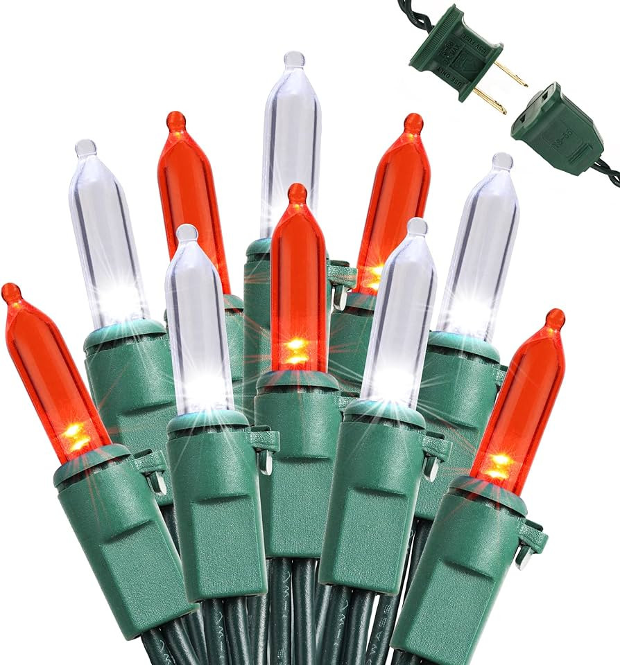 Brizled Red & White Christmas Lights, 33ft 100 LED Christmas Tree Lights, 120V UL Listed Mini Str... | Amazon (US)