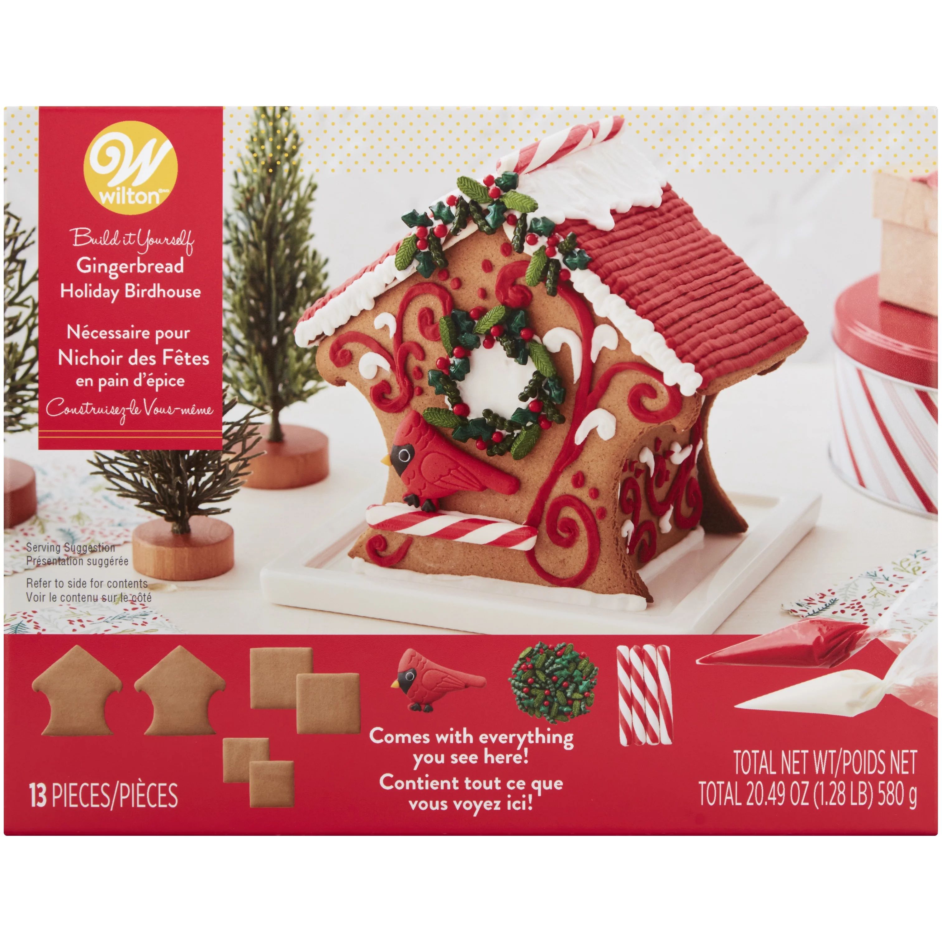 Wilton Ready to Build Gingerbread Winter Cardinal Birdhouse Kit, 10-Piece - Walmart.com | Walmart (US)