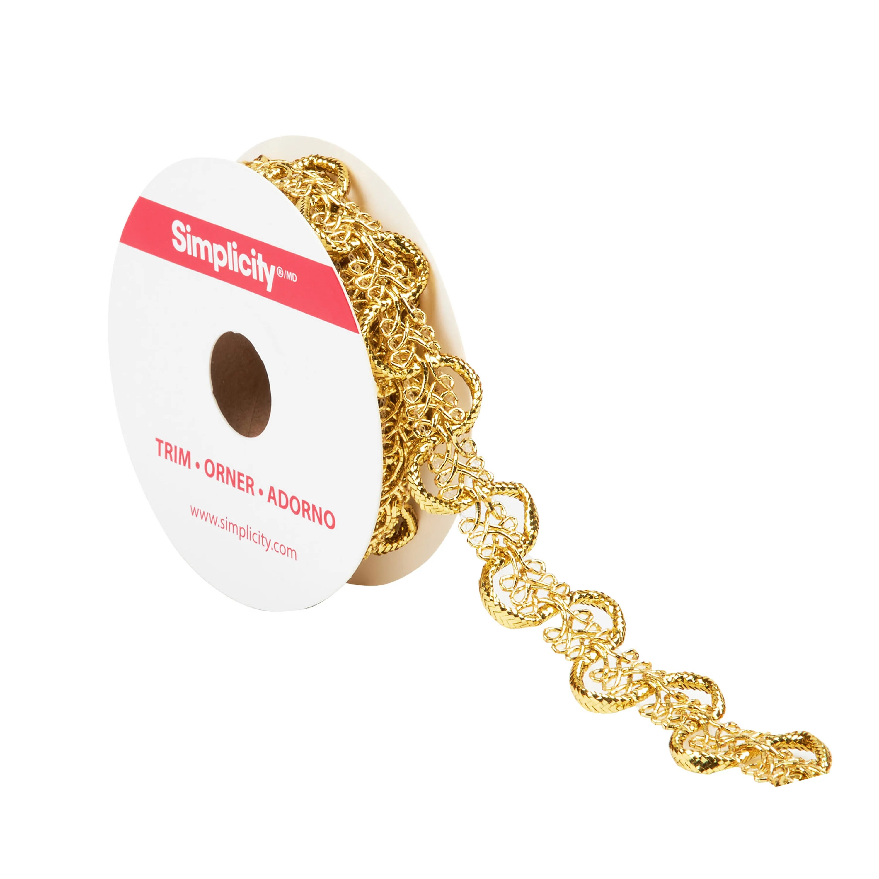 Simplicity Trim, Gold 3/4 inch Metallic Wavy Gimp Trim Great for Apparel, Home Decorating, and Cr... | Walmart (US)