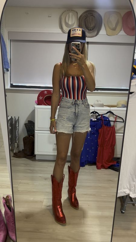 Red, white and blue for Rock The Country music festival. This is a bathing suit I am wearing as a bodysuit. USA. Fourth of July. July 4th. Swimsuit  

#LTKSaleAlert #LTKStyleTip #LTKSwim