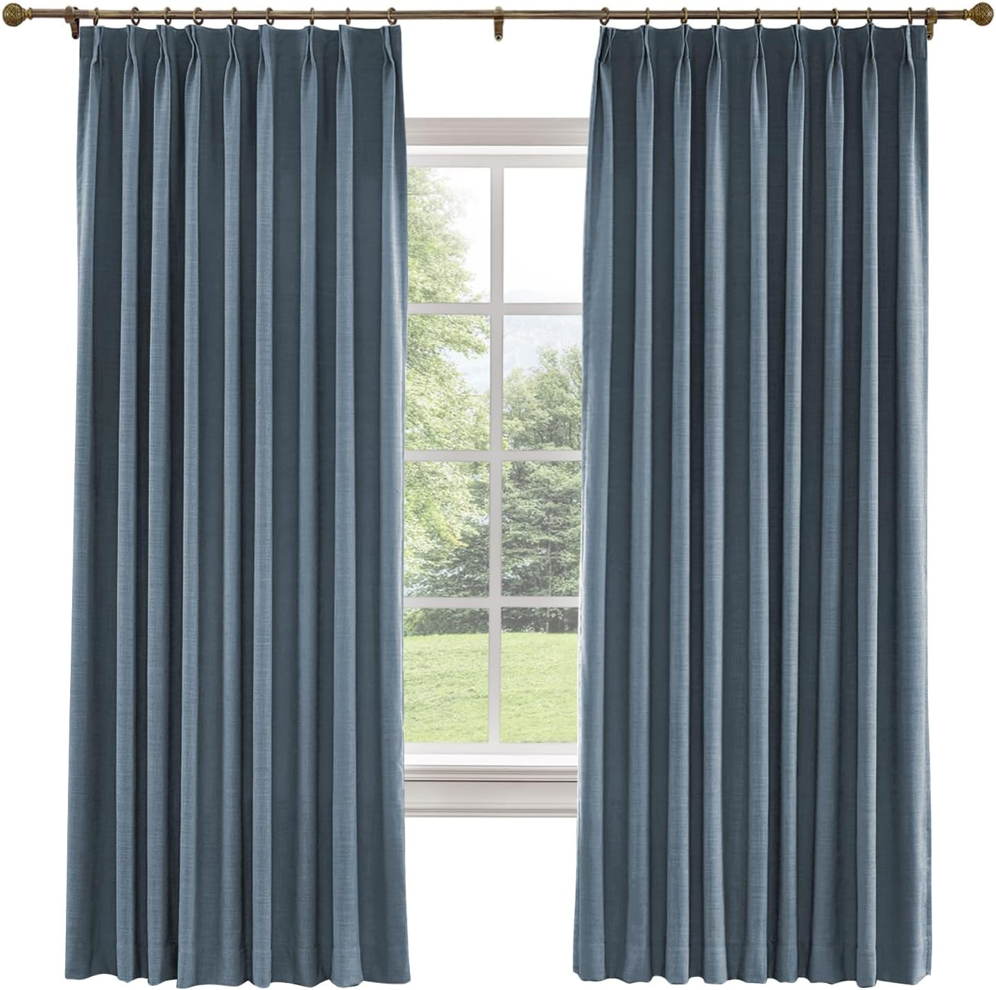 TWOPAGES 36 W x 84 L inch Pinch Pleated Curtain Room Darkening Linen Drapery for Bedroom Living R... | Amazon (US)