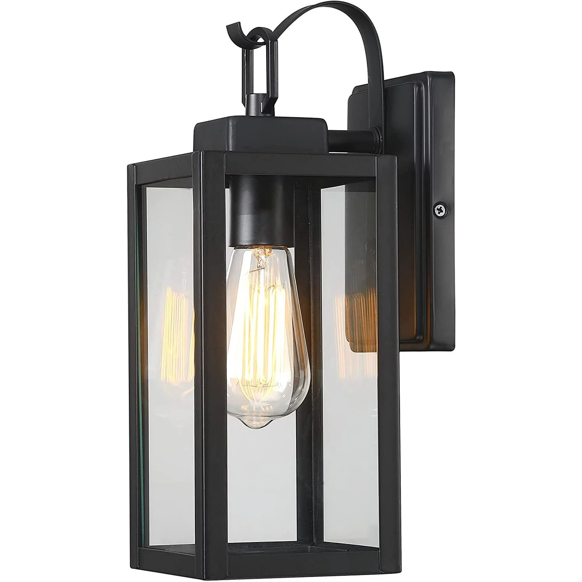 UIXE Black Wall Sconce Light, Exterior Wall Mount Fixtures w/Clear Glass for Garages Porch | Walmart (US)