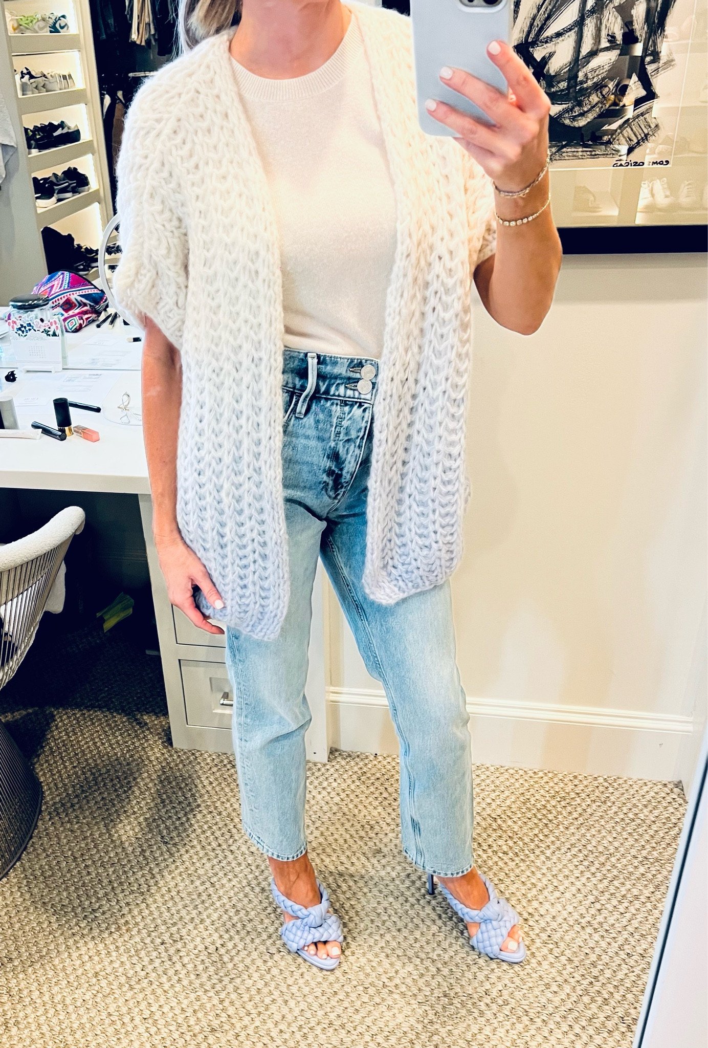 I probably wear these jeans twice a week.  They are definitely a closet hero of mine…they work equally well with flats or heels.  They are on sale!!  I also live in these cashmere T-shirts.  You can’t beat the price and quality, and they are the perfect layering piece.  

#LTKstyletip