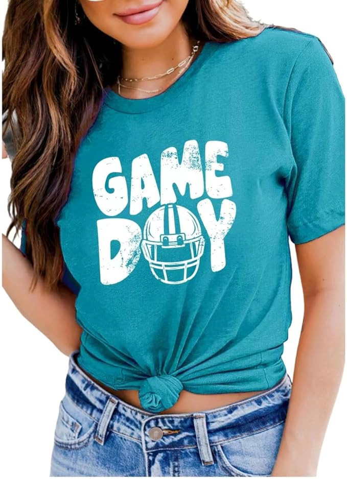 Unisex Style Women Graphic Tee Cotton Game Day T-Shirts American Football Blouse | Amazon (US)
