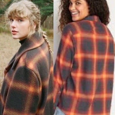 Old Navy Taylor Swift Evermore Long Sleeve Orange Black size M Boyfriend Shirt  | eBay | eBay US