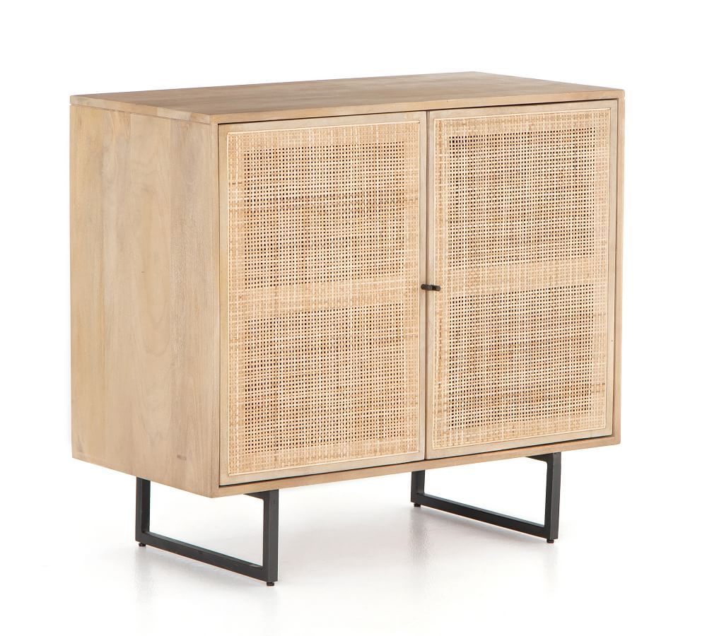 Dolores 35&amp;quot; x 32&amp;quot; Cane 2-Door Cabinet, Natural | Pottery Barn (US)