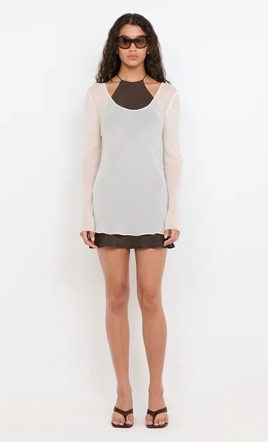 AUGUSTIN LAYERED MINI DRESS - SNOW/DARK CHOC | Bec & Bridge (Global)