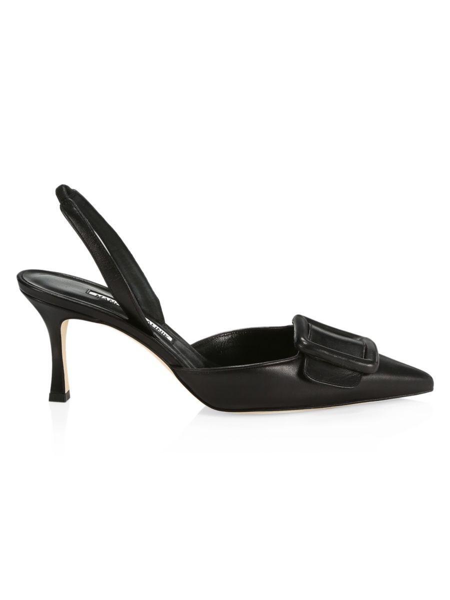 Manolo Blahnik Maysli Leather Buckle Slingback Pumps | Saks Fifth Avenue