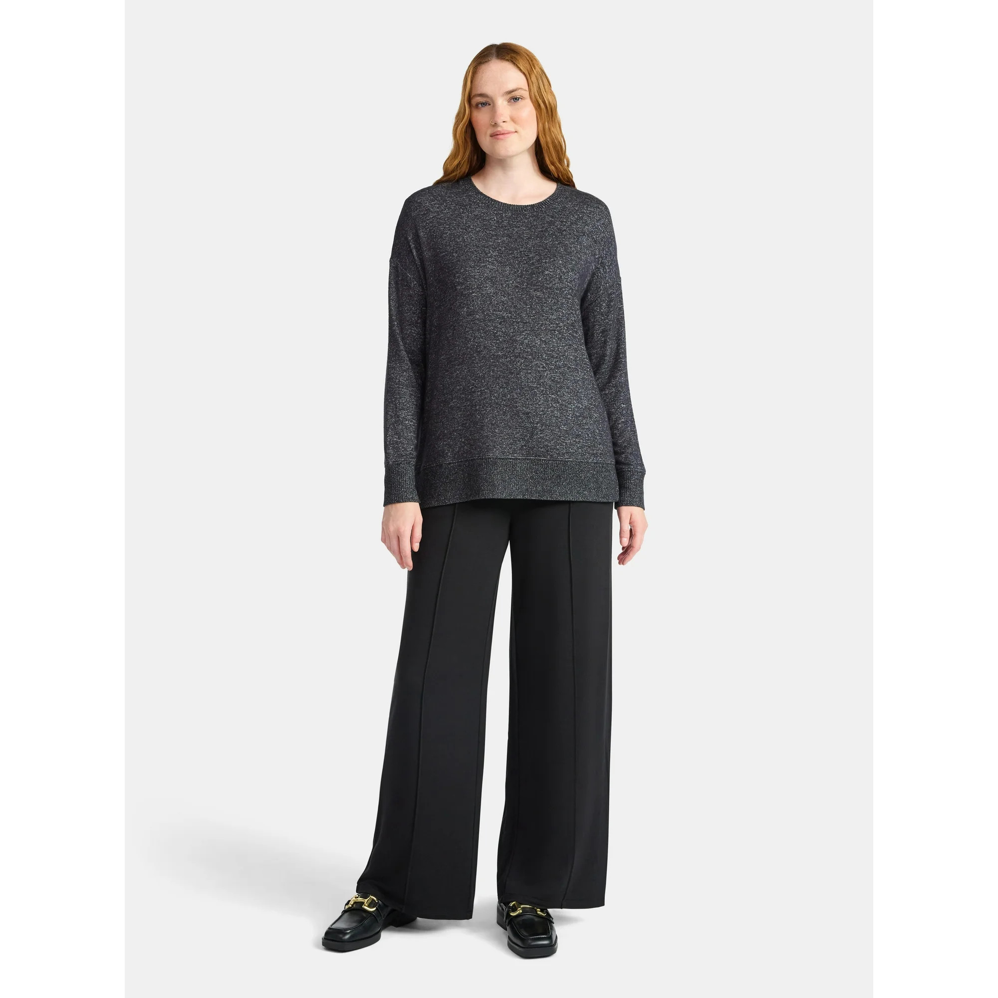 Time and Tru Women's Hacci Knit Pullover with Long-Sleeves, 2-Pack, Sizes XS - XXL | Walmart (US)
