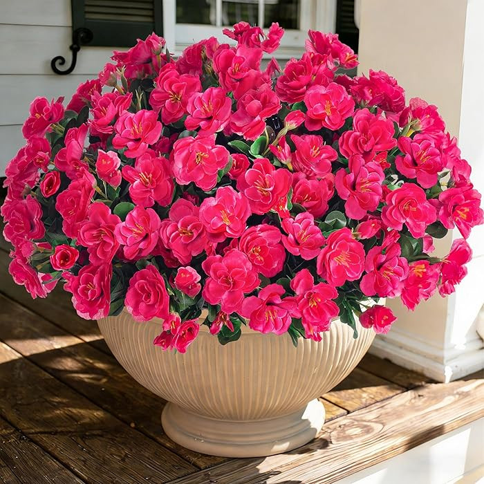 Ivydale Artificial Fake Camellia Flowers Plants for Outdoor Outside Spring Decoration, Faux Silk ... | Amazon (US)