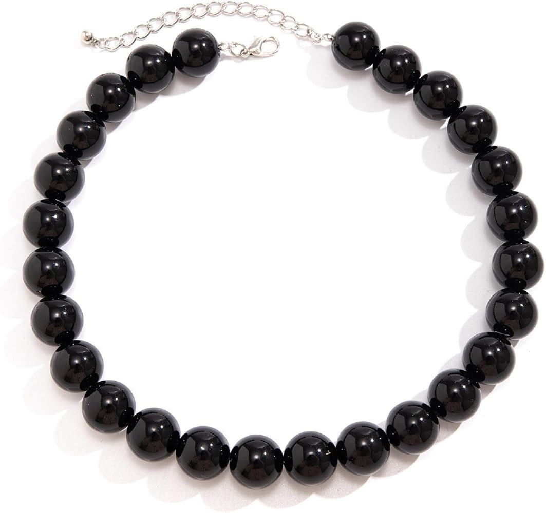 Chunky Red Beaded Necklace for Women Adjustable 16MM Acrylic Bead Choker Necklace Big Colorful Be... | Amazon (US)