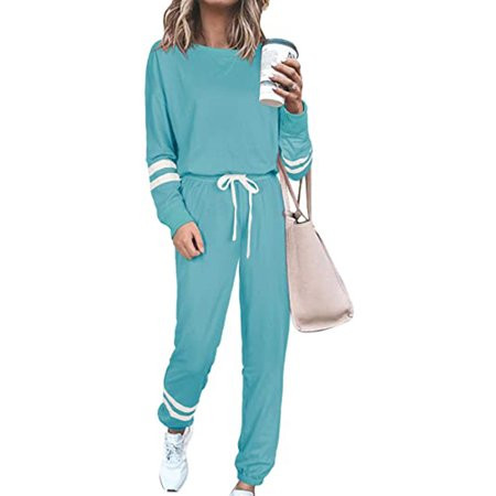 Women s Sweatsuit Sets 2 Pieces Outfits Athletic Clothing Sets Long Sleeve Loungewear Crewneck Jogge | Walmart (US)