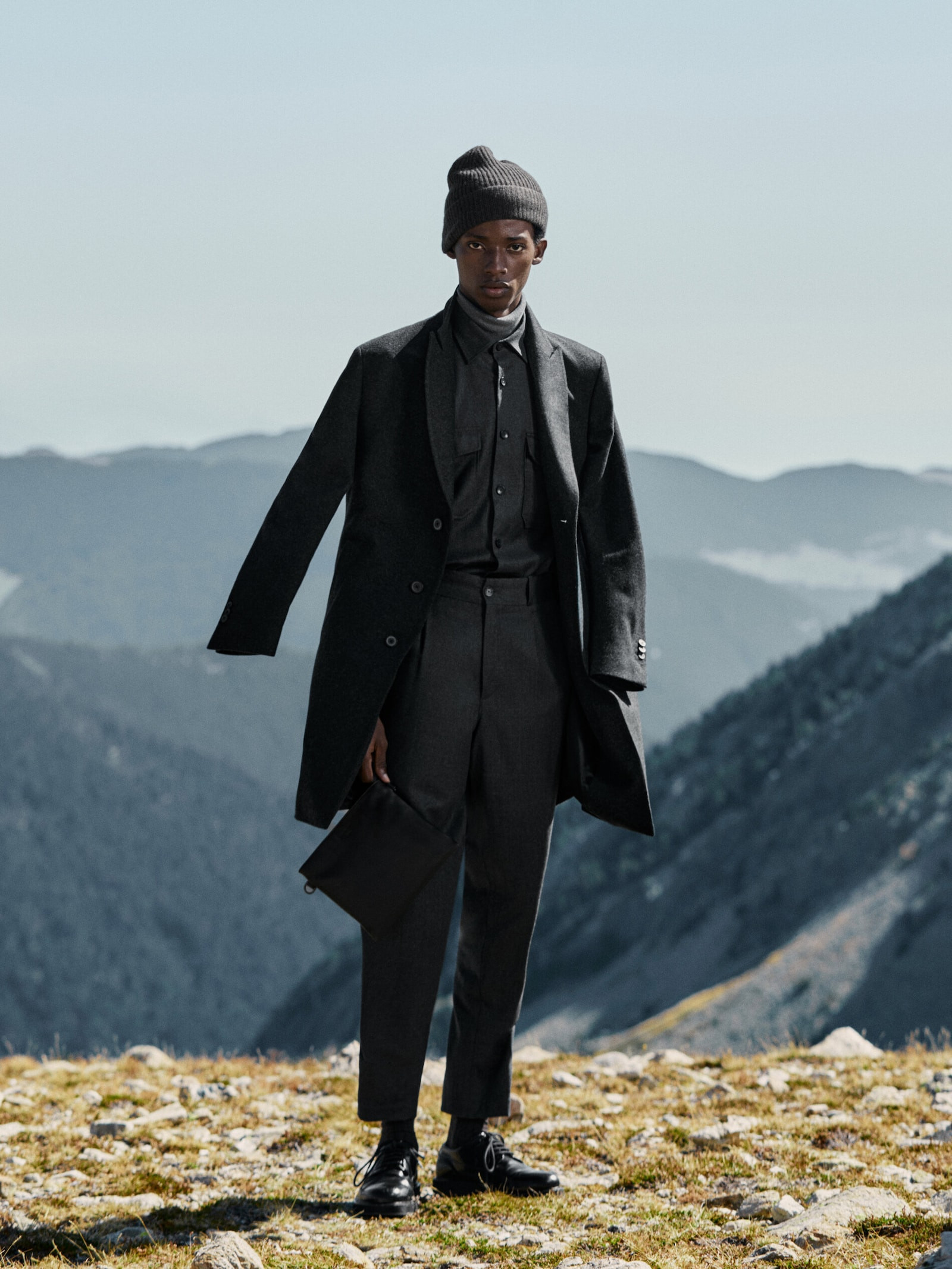 Grey 100% wool coat | Massimo Dutti US