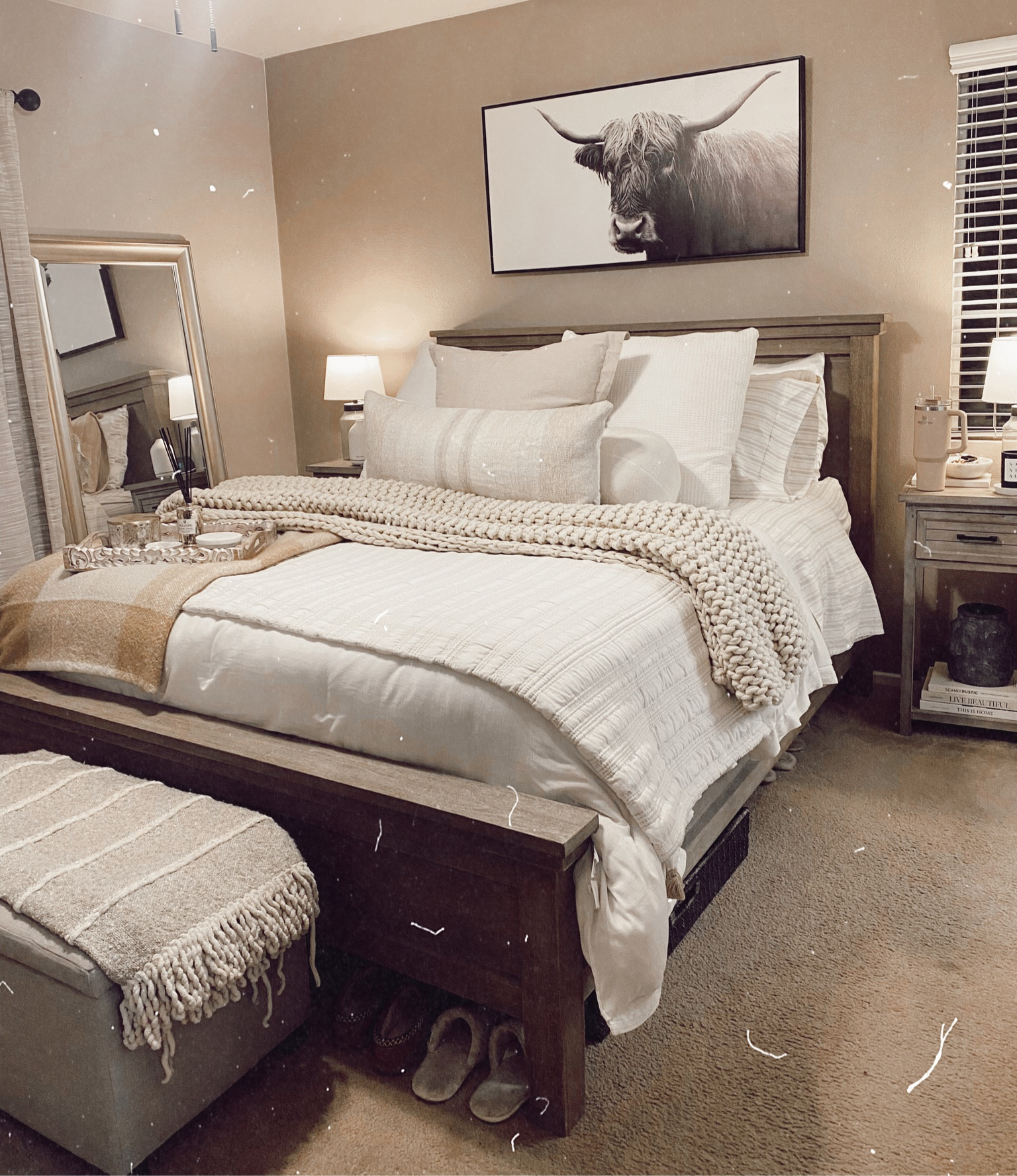 Neutral home, master bedroom, Pottery Barn, Target style